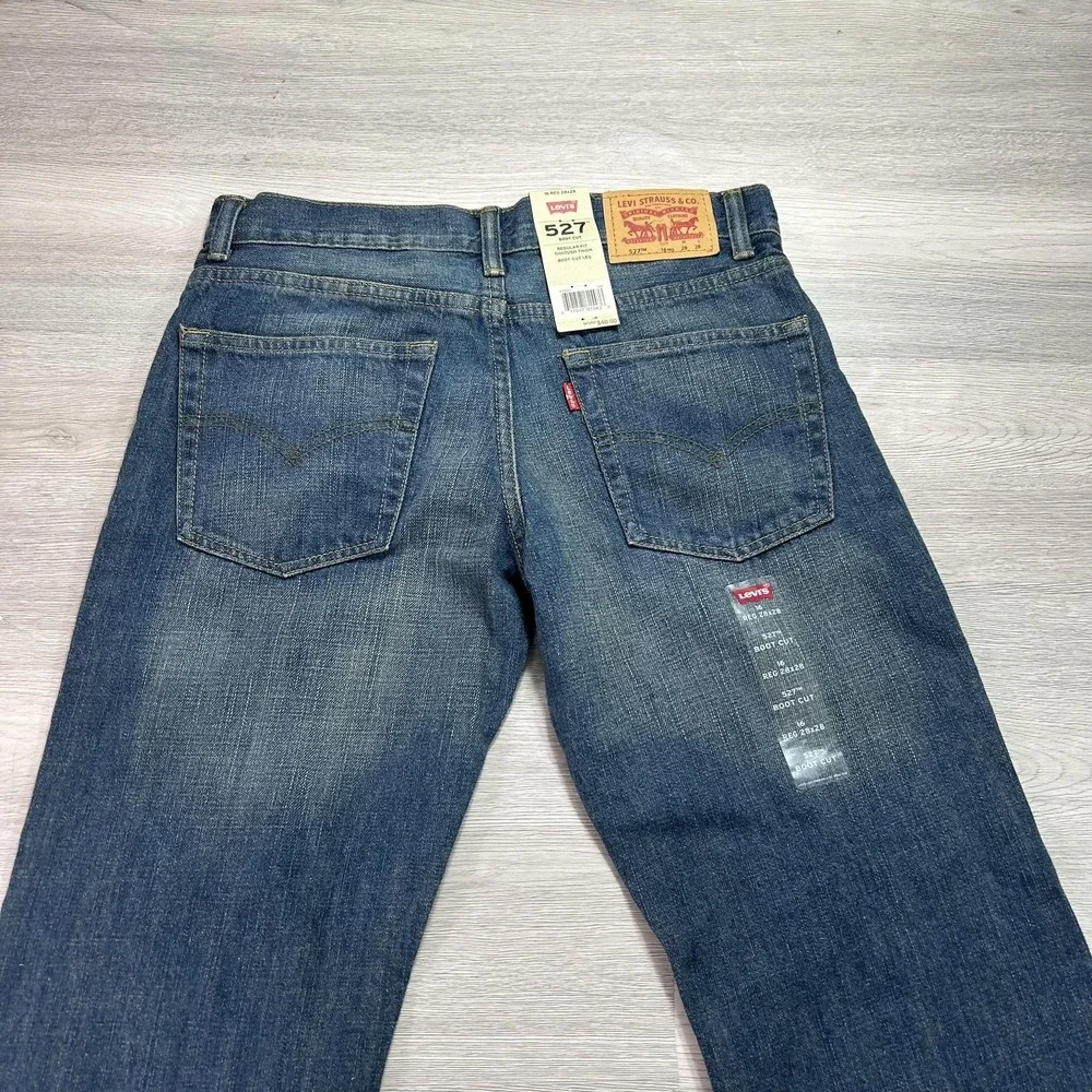Levis 527 Jeans Boys 16 Regular 28x28 Blue Boot Cut 100% Cotton Denim Pants